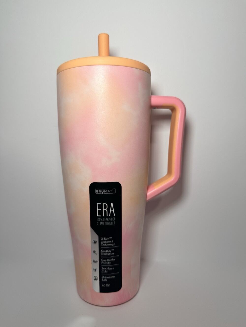 BruMate Limited Edition DREAMSICLE PINK ORANGE TIE DYE 40oz Era Tumbler BNWT